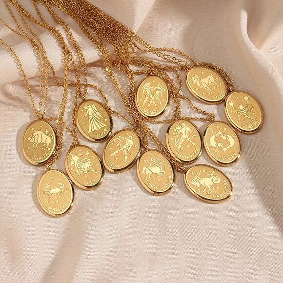 Aquarius Zodiac Pendant Necklace 18K Gold Plated Gift For Her - Picture 5 of 5